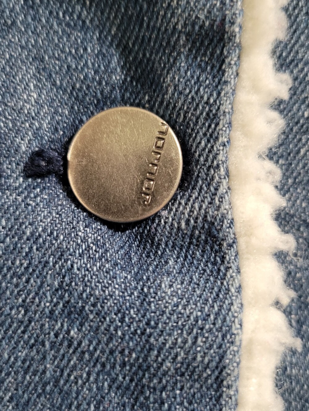 Joujou Premium Outerwear Blue Denim Faux Fur Lined Jacket Size L Retro Pockets - Picture 9 of 15